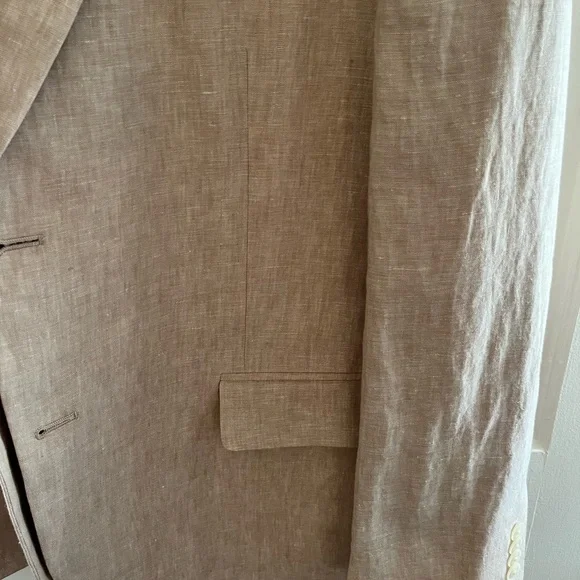 Tommy Hilfiger Tan Flax Linen Sport Coat with Notch Lapel - Picture 2 of 4